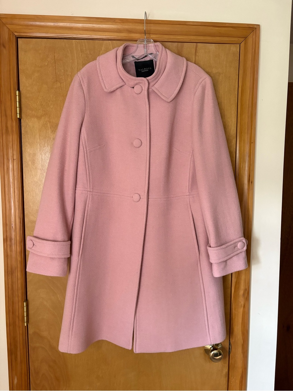 Talbots Pink Wool Blend Single-Breasted Coat
